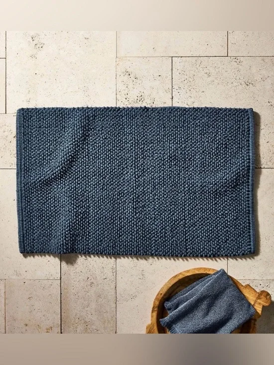 Casaluna Textured Bath Mat Rainstorm Blue Rug - Picture 1 of 8